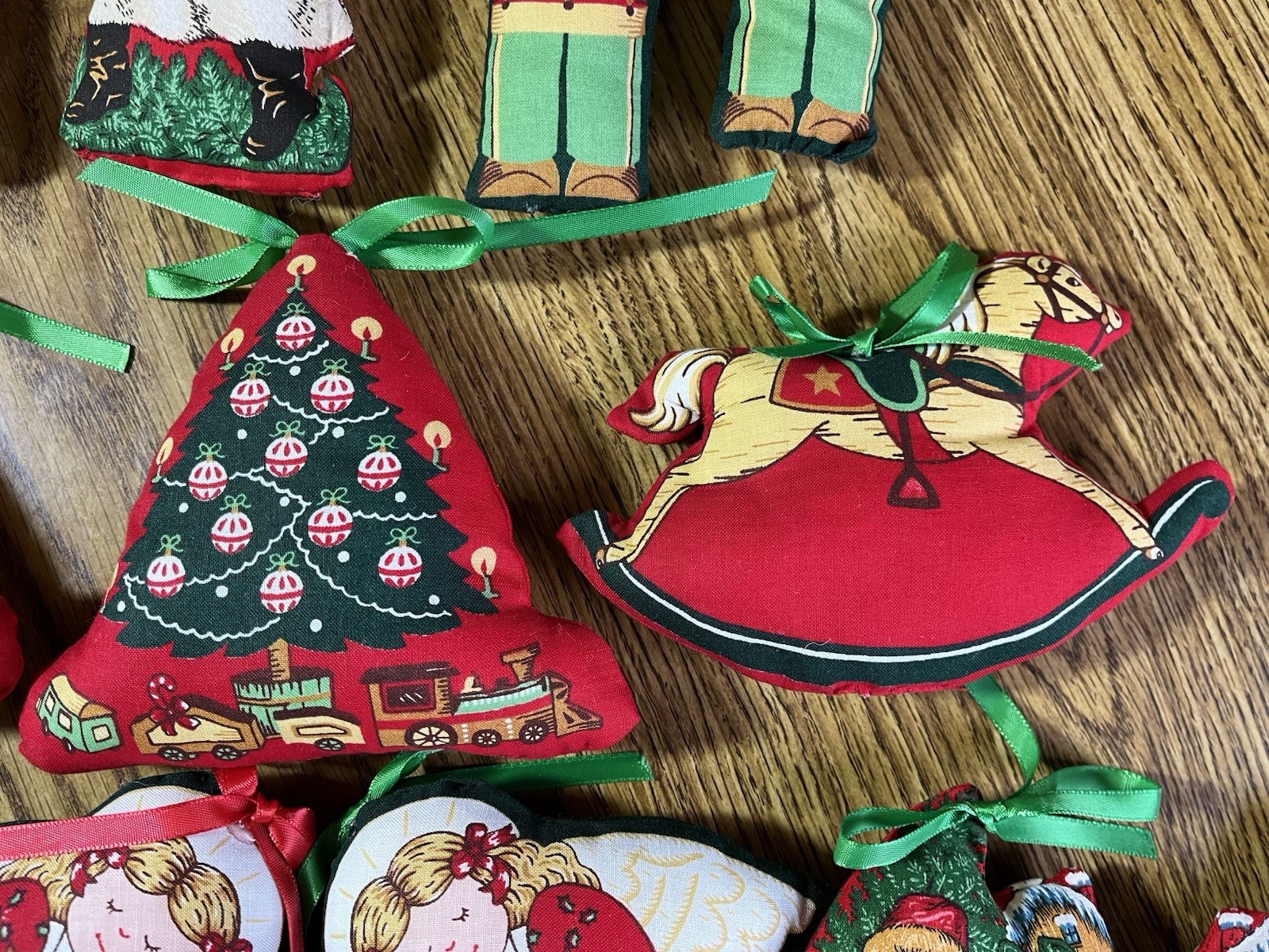 LARGE lot 30 Handmade Fabric Christmas Ornaments Holiday Hand Sewn Vintage 1980s
