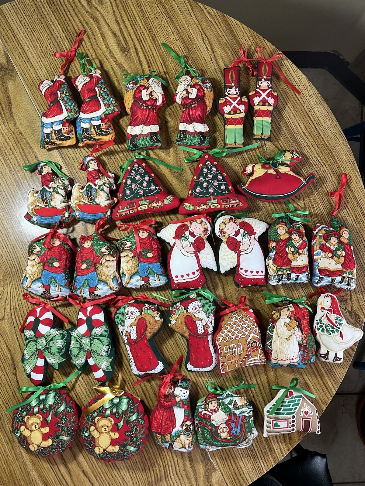LARGE lot 30 Handmade Fabric Christmas Ornaments Holiday Hand Sewn Vintage 1980s