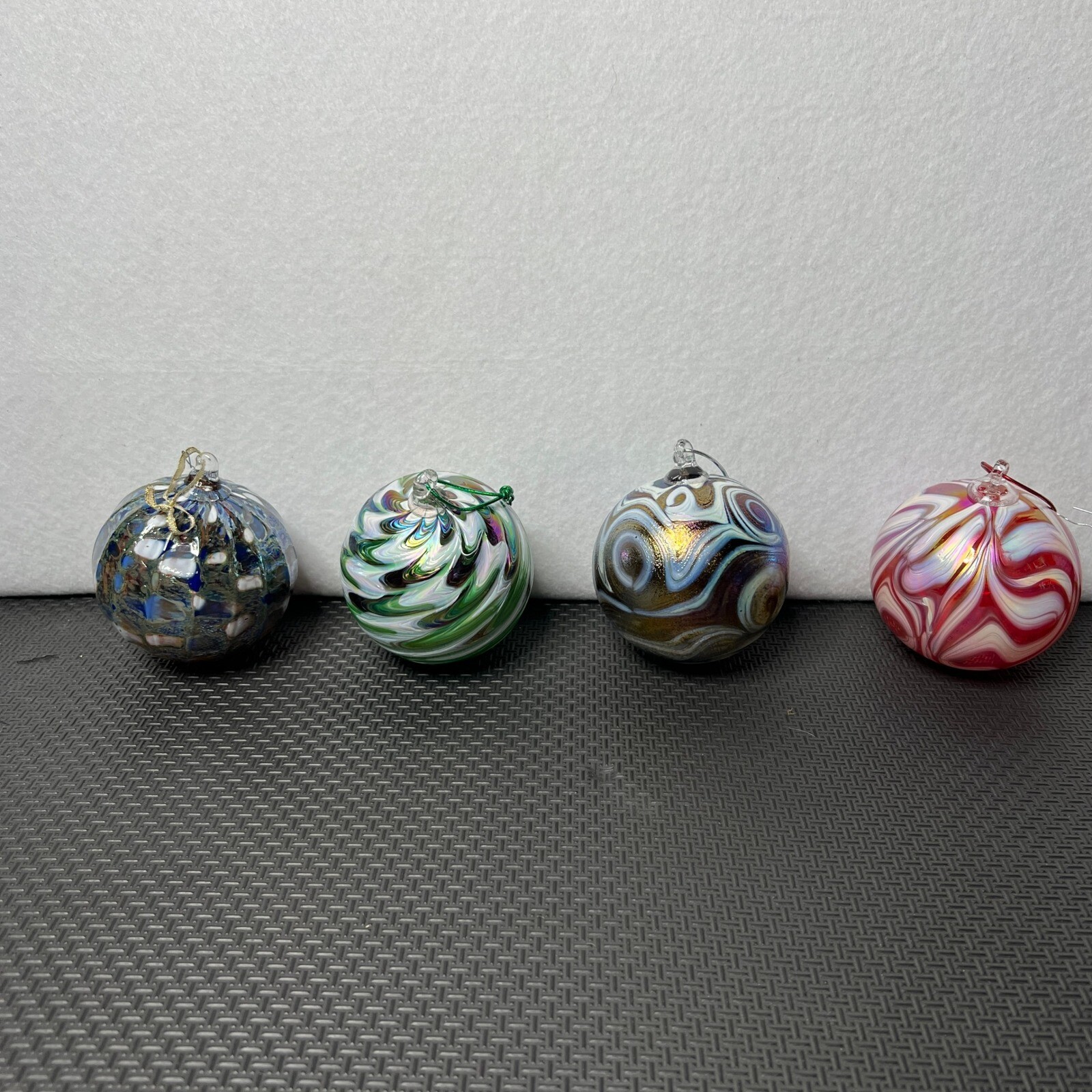 Hand Blown Glass Ornaments Set of 4 Decorative Holiday Tree Ornaments