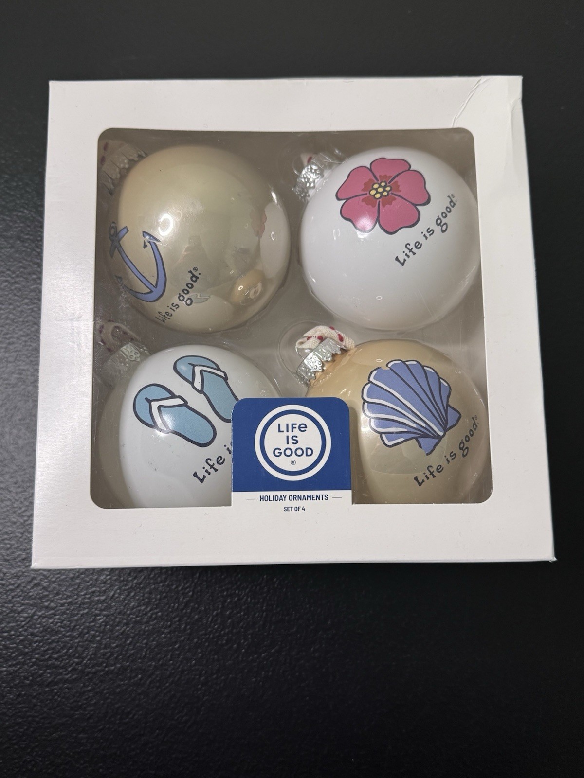 Life Is Good By Design Styles Christmas Holiday Glass Ornaments 2021 Set of 4