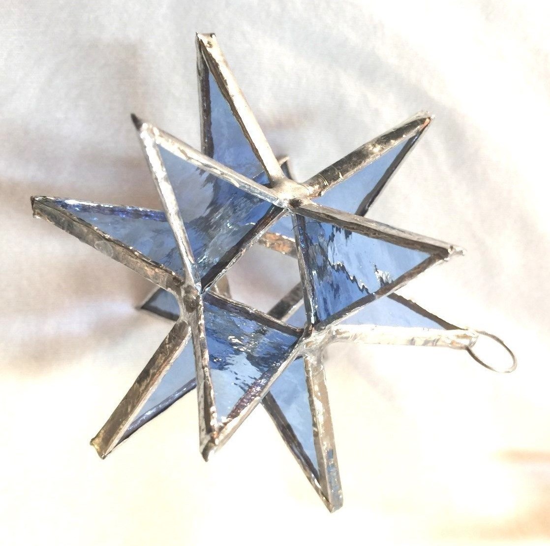 5 Stained Glass Moravian Style 3 Dimensional TURQUOISE Handmade! Gorgeous!