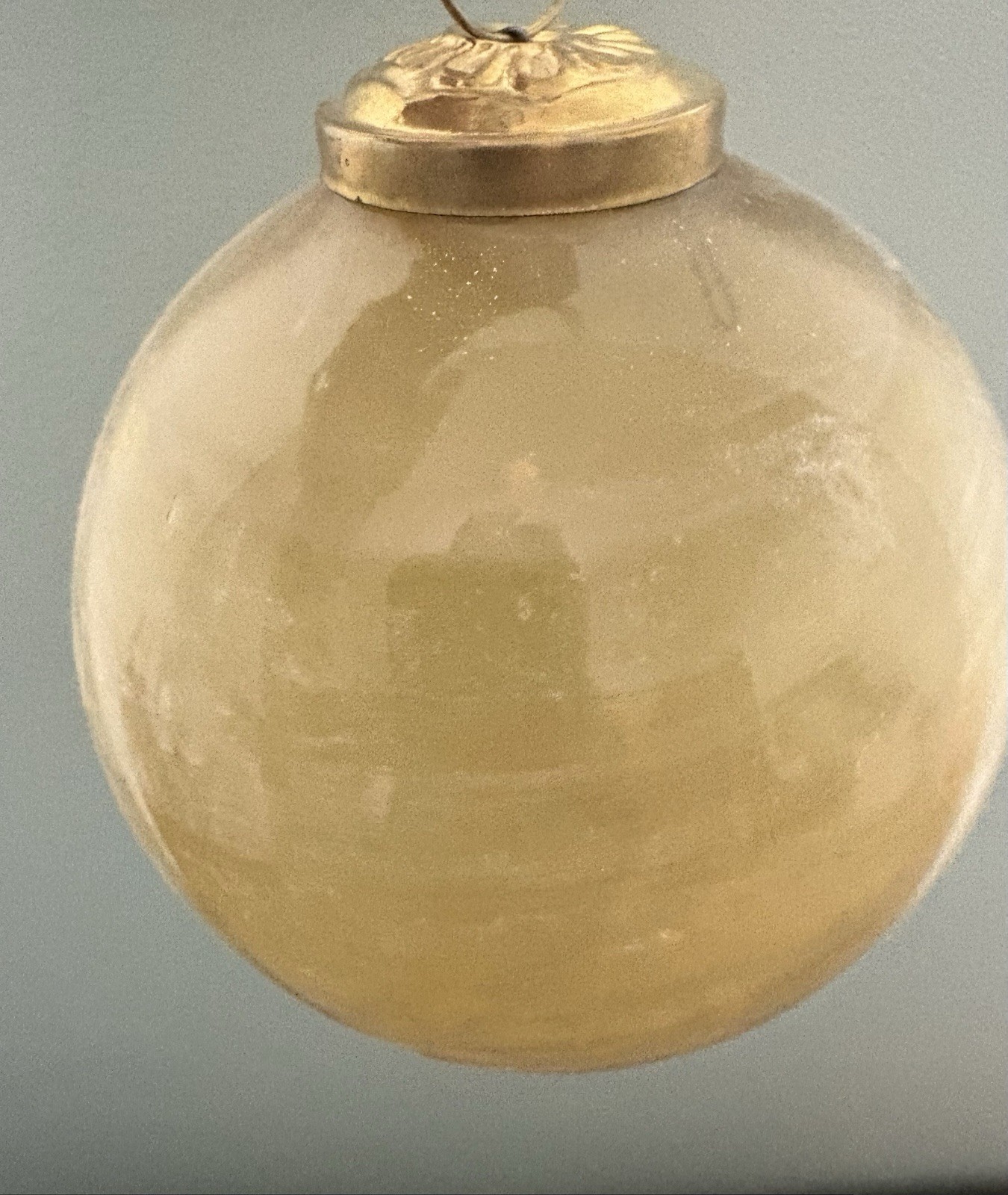 Christmas Ornament Baubles Tan White Cream Glass Boxed Set of 4 Holiday Glam