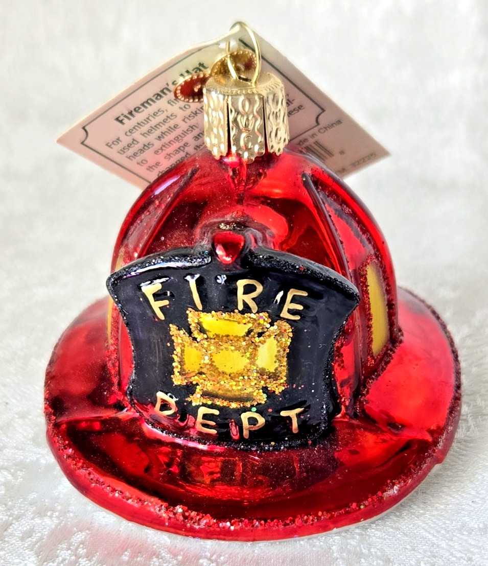 Old World Christmas OWC Red Glass Fireman Helmet