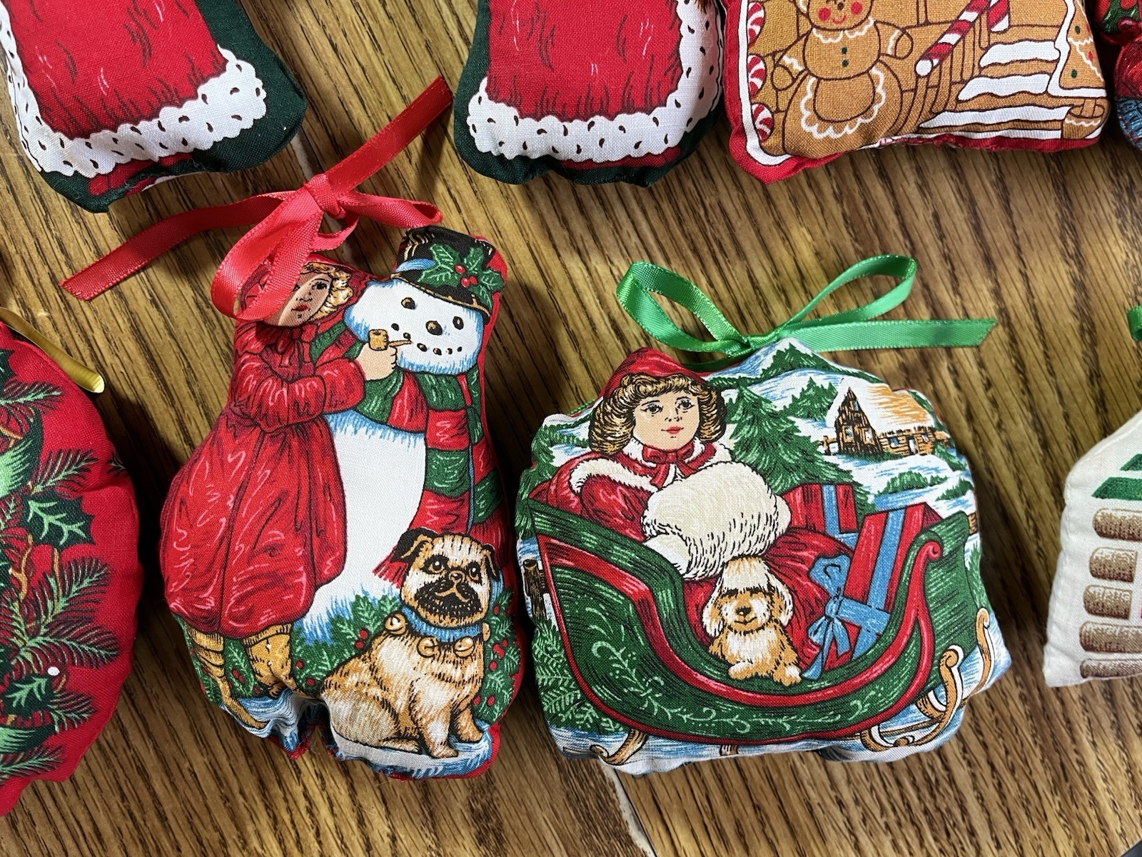 LARGE lot 30 Handmade Fabric Christmas Ornaments Holiday Hand Sewn Vintage 1980s