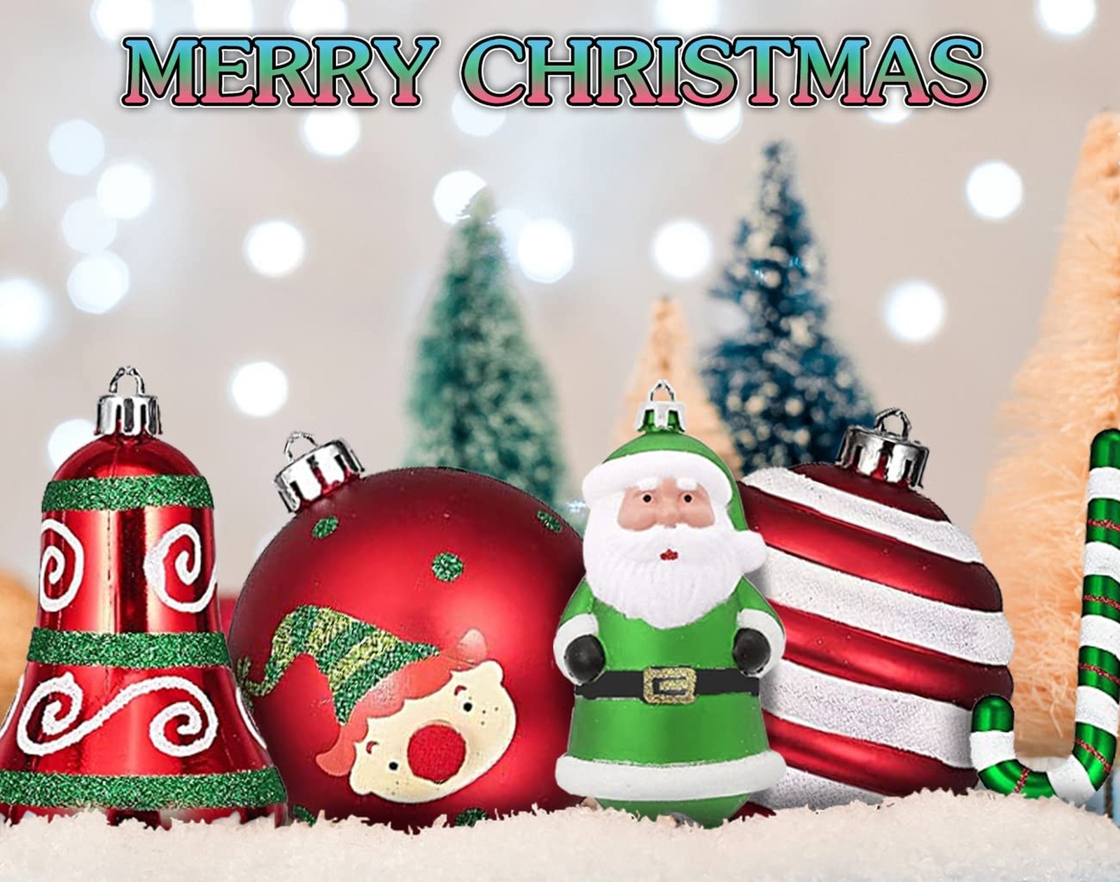 Christmas Ball Ornaments Set, 64 ct Joyful Red Green White Collection Splendo…