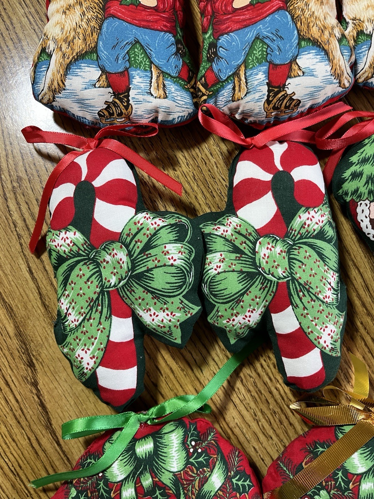 LARGE lot 30 Handmade Fabric Christmas Ornaments Holiday Hand Sewn Vintage 1980s