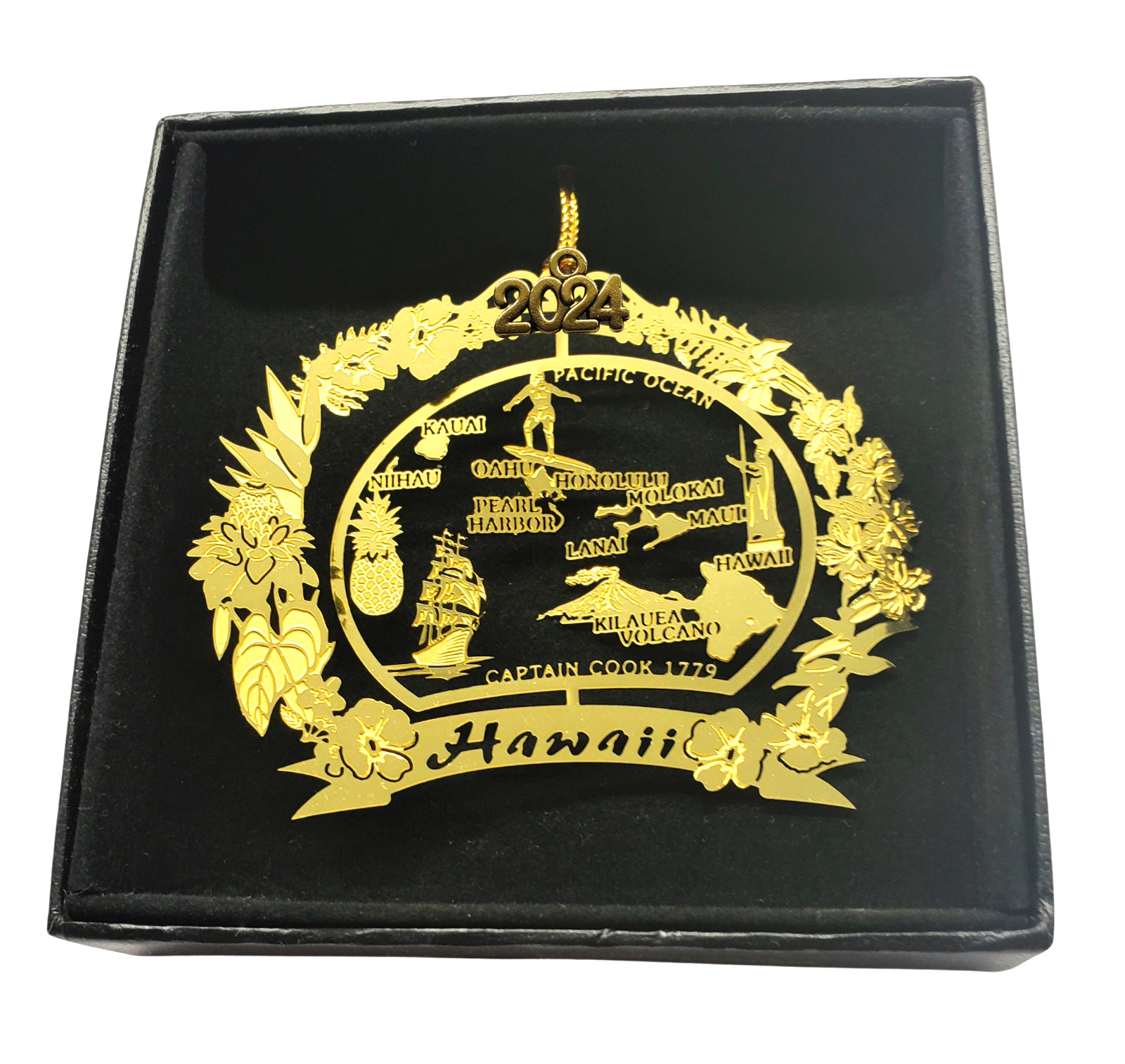 Hawaii State Brass Ornament Travel Souvenir, Personalize w Yr Charm 2018 – 2026