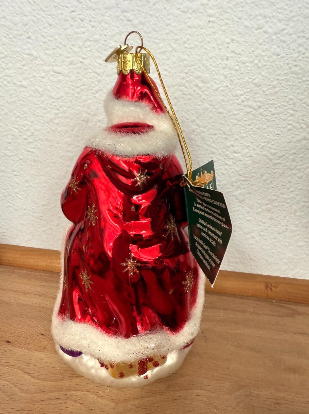 Noble Gems Kurt Adler large Santa w/Toys Ornament Glass w/tag