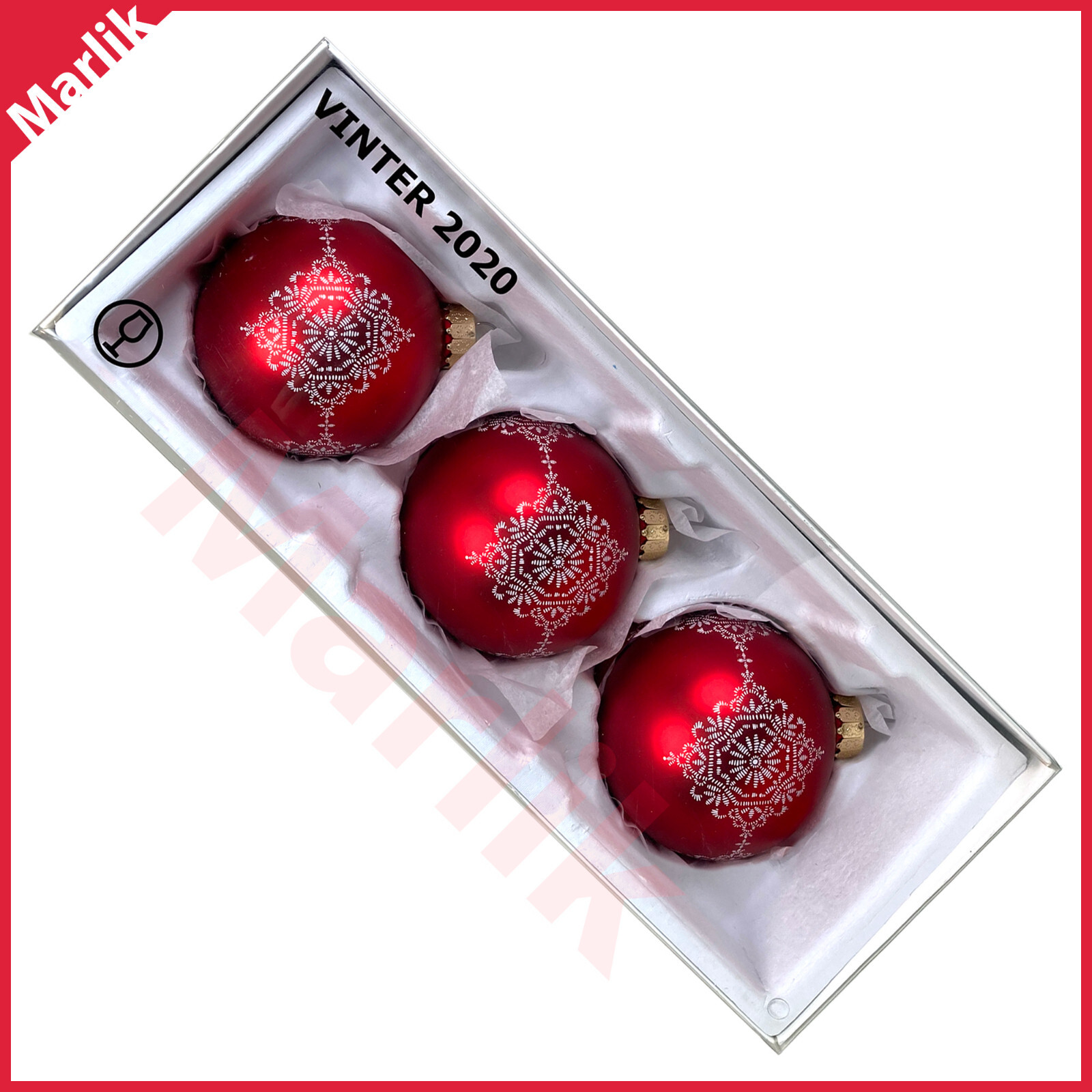 3 Pack IKEA Vinter 2020 Christmas Ball Balls Tree Ornaments 3” Glass/Red, New