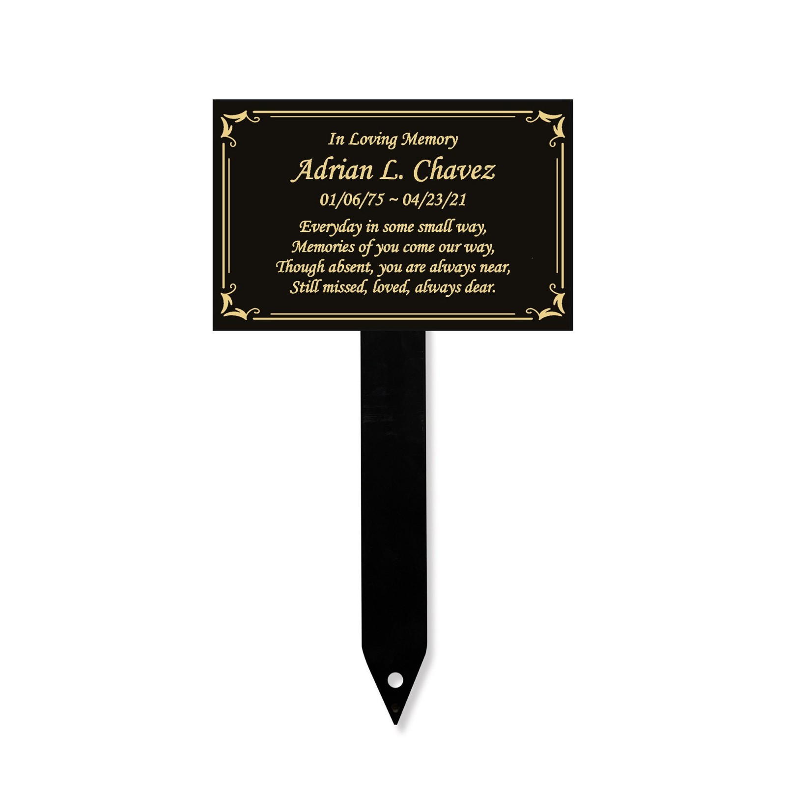 Memorial Plaque Stake, Sturdy Metal Grave Marker, Remembrance Plaque in Black