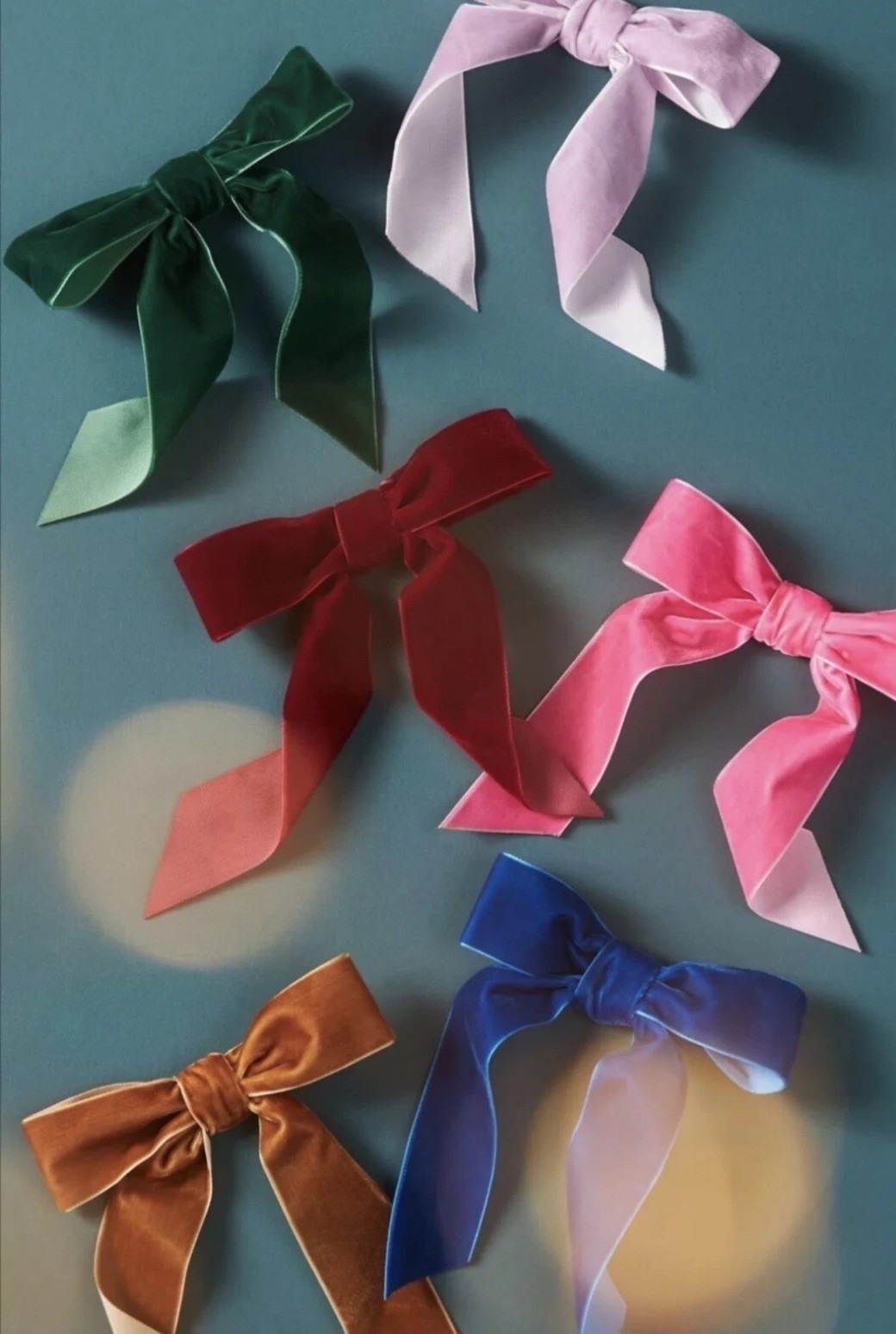 NEW Anthropologie Set/6 MULTICOLOR Velvet ClipOn Bows Decor Ornaments Holiday d