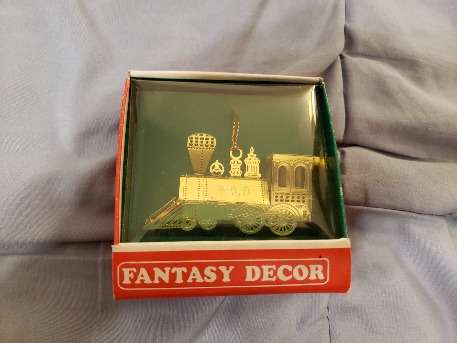 Fantasy Decor Train Engine # 9 Christmas Ornament in Box