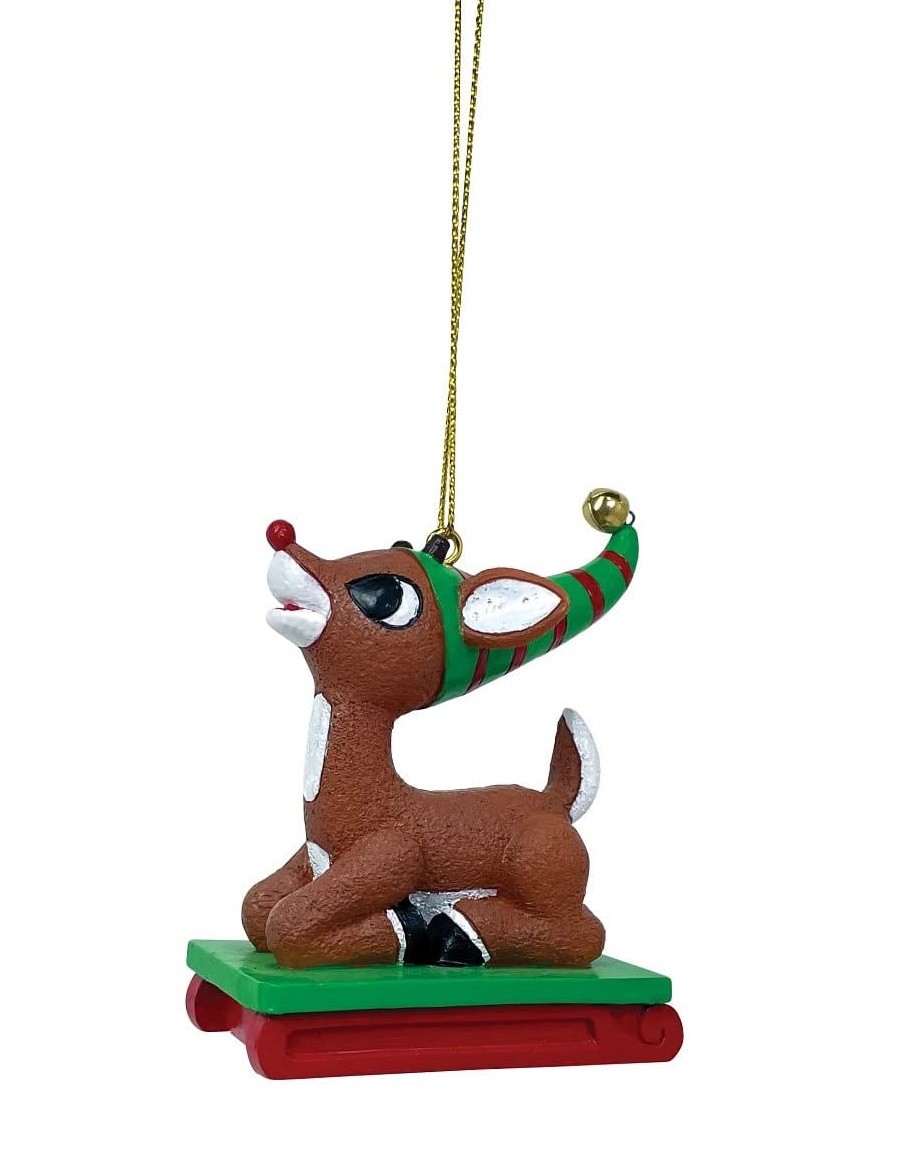 Department 56 Rudolph The Red-Nosed Reindeer Riding a Sled Hanging Ornament