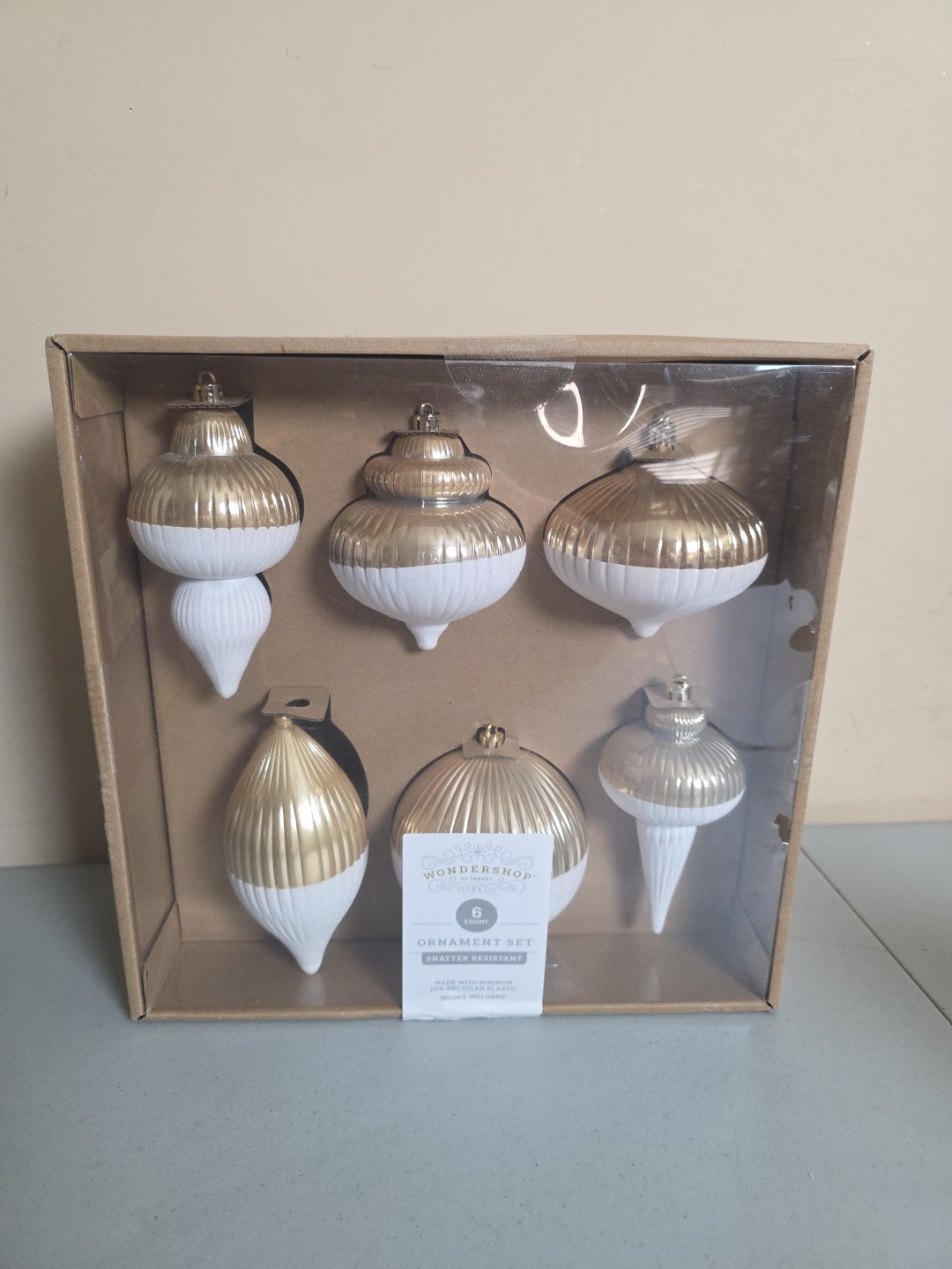 Wondershop Large 6 Count Ornament Set Shatter Resistant Hooks Included New
