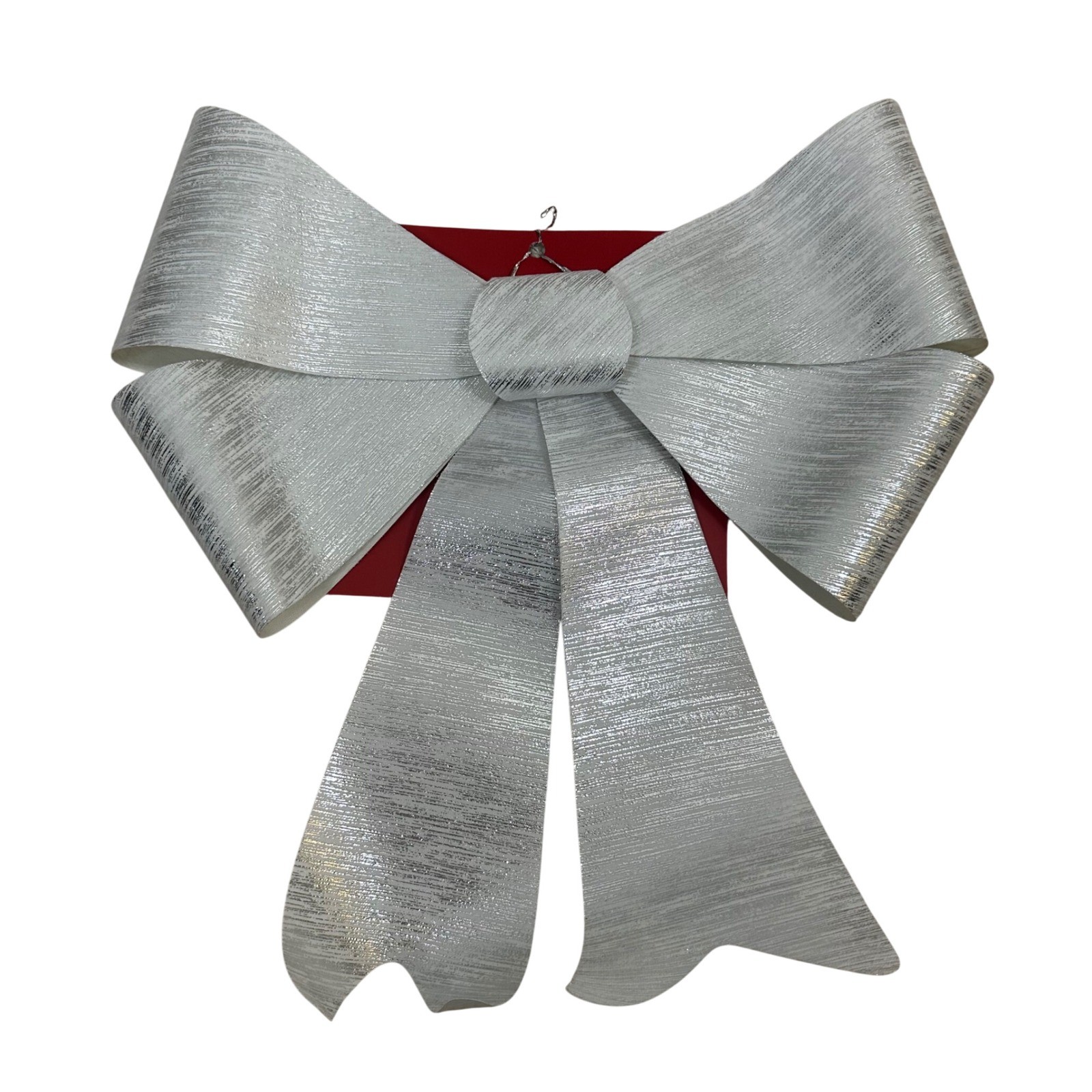 Large Silver Metallic Decorative Bow Holiday Wall Door Hanging Decor 20×26 Inch