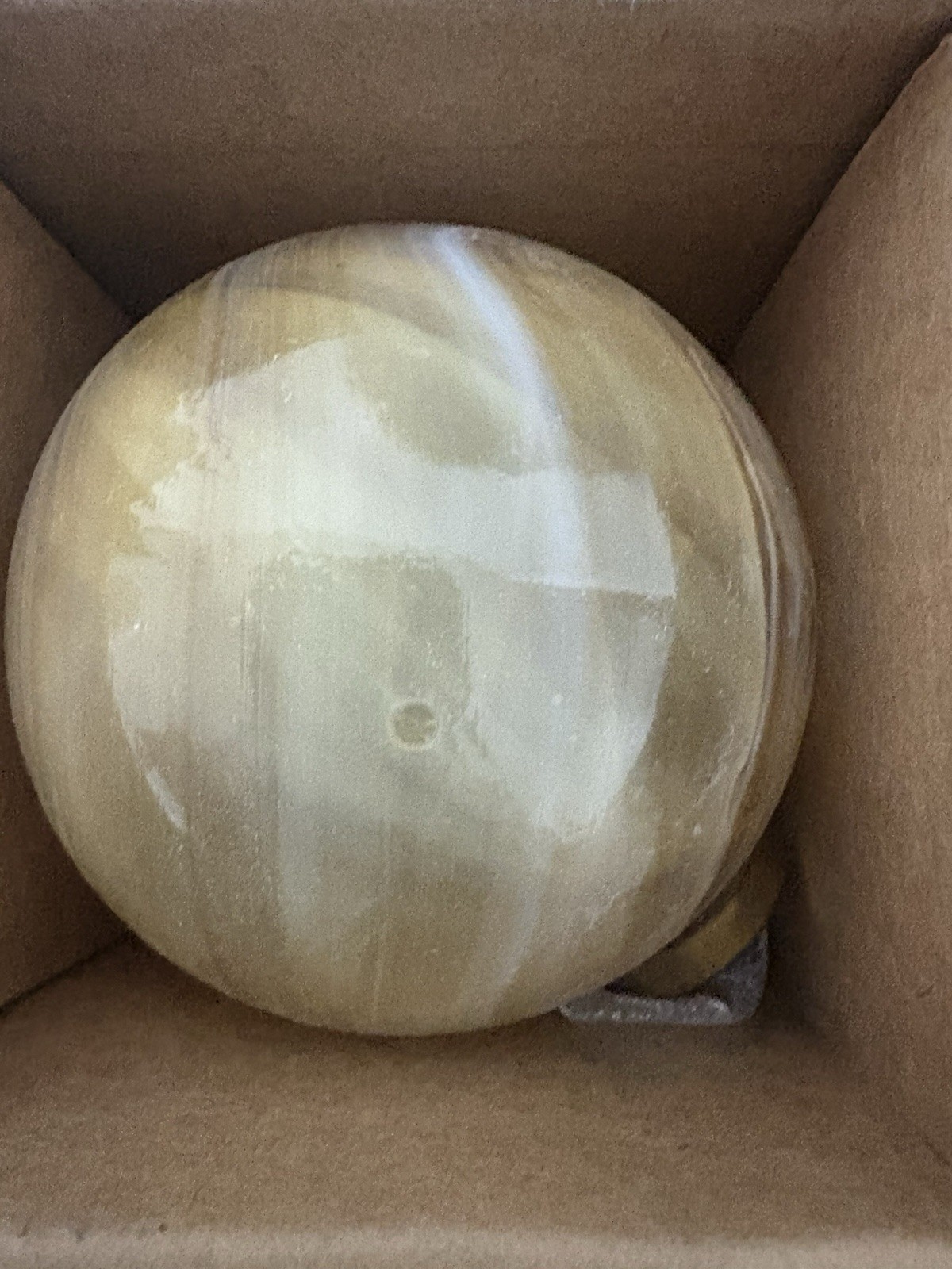 Christmas Ornament Baubles Tan White Cream Glass Boxed Set of 4 Holiday Glam