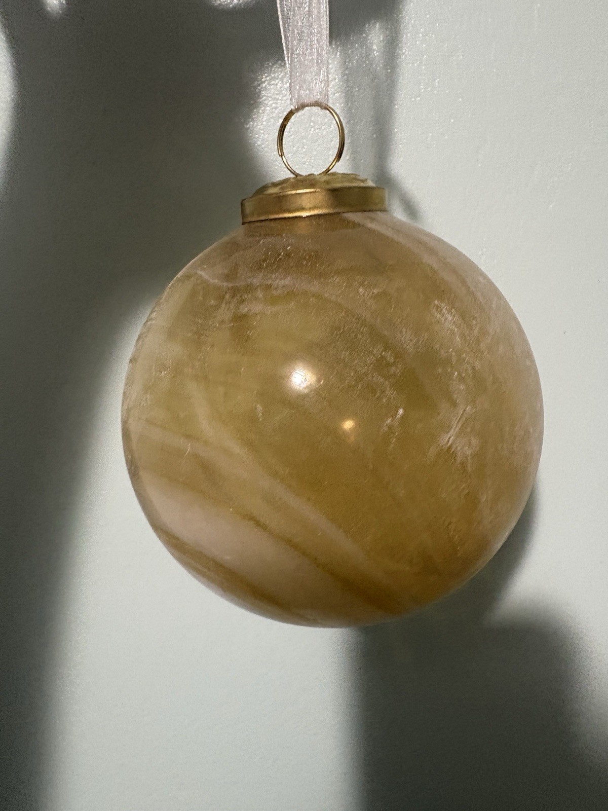 Christmas Ornament Baubles Tan White Cream Glass Boxed Set of 4 Holiday Glam
