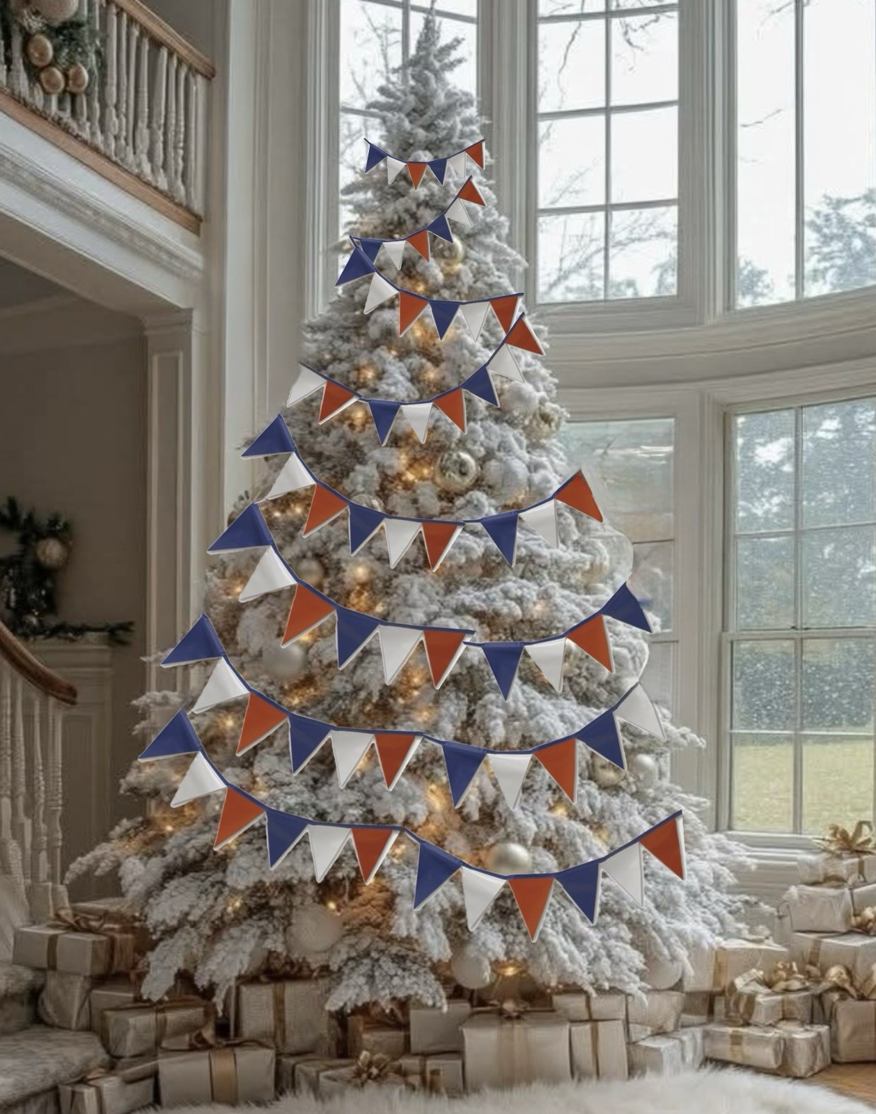 Extra Large Christmas Tree Garland Patriotic Americana Flag July 4 Decor 120Ft