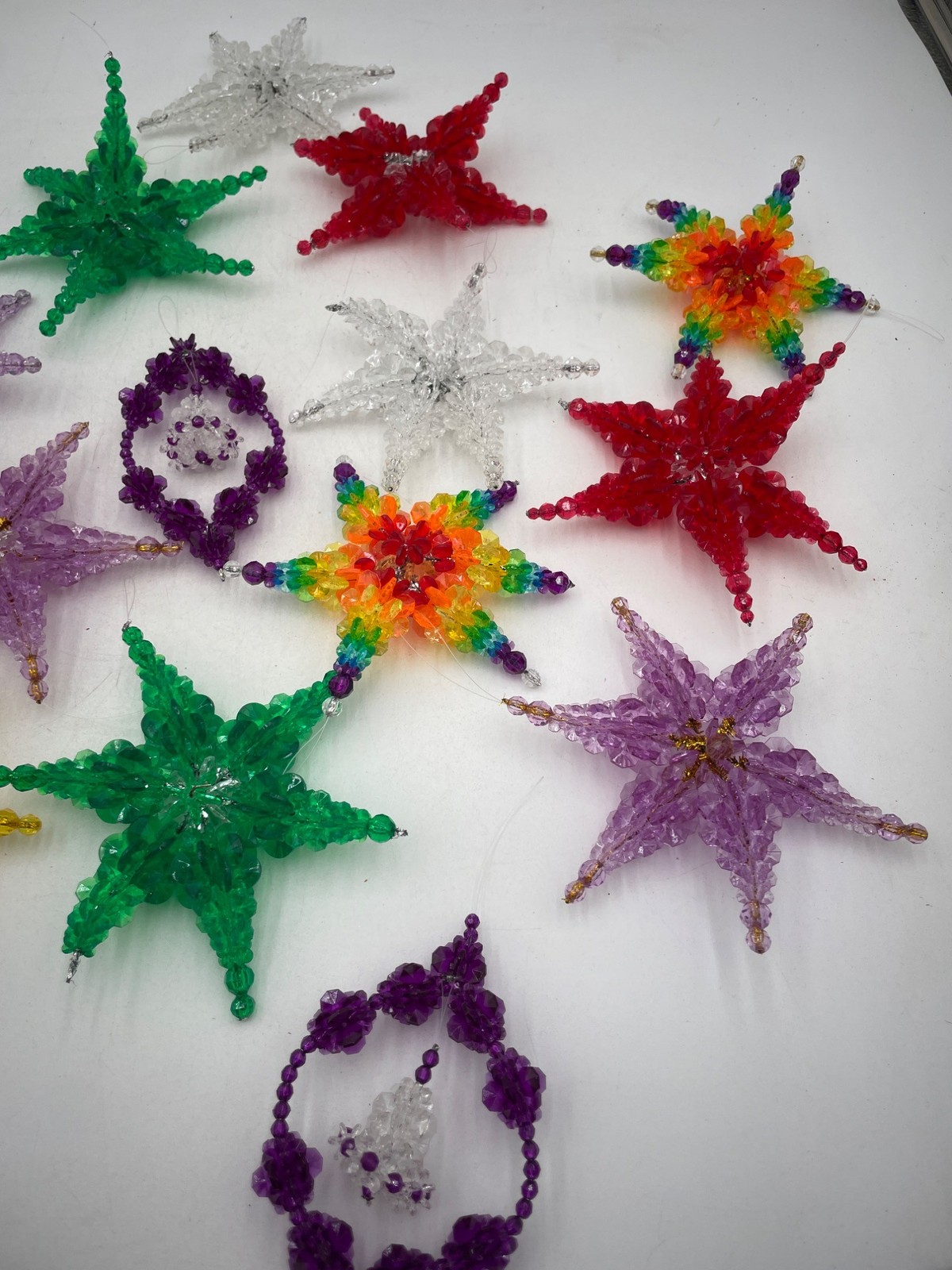 Handcrafted Beaded Christmas Star Ornaments & Holiday Decorations Multicolor Des